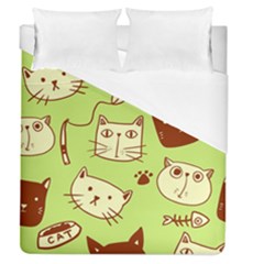 Cute-hand-drawn-cat-seamless-pattern Duvet Cover (queen Size)