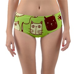 Cute-hand-drawn-cat-seamless-pattern Reversible Mid-waist Bikini Bottoms