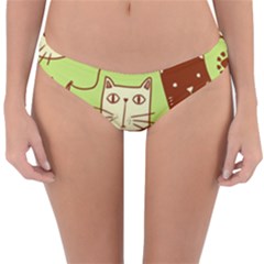 Cute-hand-drawn-cat-seamless-pattern Reversible Hipster Bikini Bottoms