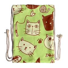 Cute-hand-drawn-cat-seamless-pattern Drawstring Bag (large)