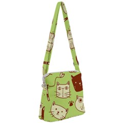 Cute-hand-drawn-cat-seamless-pattern Zipper Messenger Bag