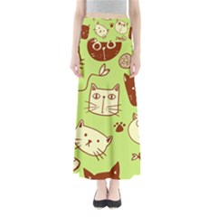 Cute-hand-drawn-cat-seamless-pattern Full Length Maxi Skirt