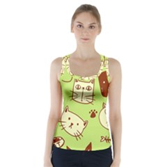 Cute-hand-drawn-cat-seamless-pattern Racer Back Sports Top