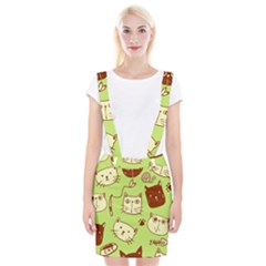 Cute-hand-drawn-cat-seamless-pattern Braces Suspender Skirt