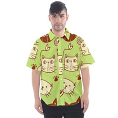 Cute-hand-drawn-cat-seamless-pattern Men s Short Sleeve Shirt