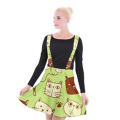 Cute-hand-drawn-cat-seamless-pattern Suspender Skater Skirt