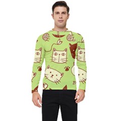 Cute-hand-drawn-cat-seamless-pattern Men s Long Sleeve Rash Guard by Jancukart