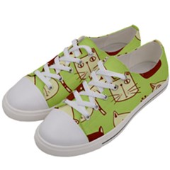 Cute-hand-drawn-cat-seamless-pattern Men s Low Top Canvas Sneakers