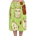 Cute-hand-drawn-cat-seamless-pattern Velvet Flared Midi Skirt View1