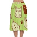 Cute-hand-drawn-cat-seamless-pattern Velvet Flared Midi Skirt View2