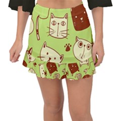 Cute-hand-drawn-cat-seamless-pattern Fishtail Mini Chiffon Skirt