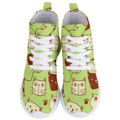 Cute-hand-drawn-cat-seamless-pattern Women s Lightweight High Top Sneakers