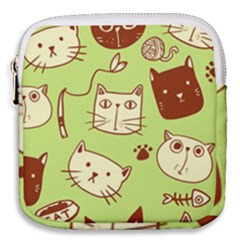 Cute-hand-drawn-cat-seamless-pattern Mini Square Pouch by Jancukart