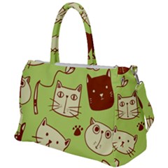 Cute-hand-drawn-cat-seamless-pattern Duffel Travel Bag