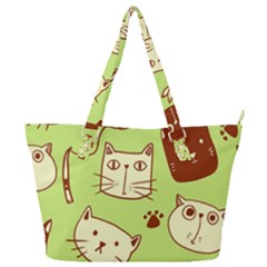 Cute-hand-drawn-cat-seamless-pattern Full Print Shoulder Bag