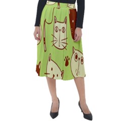 Cute-hand-drawn-cat-seamless-pattern Classic Velour Midi Skirt 