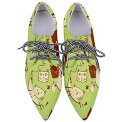 Cute-hand-drawn-cat-seamless-pattern Pointed Oxford Shoes