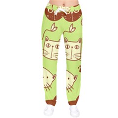 Cute-hand-drawn-cat-seamless-pattern Women Velvet Drawstring Pants