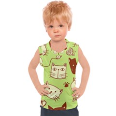 Cute-hand-drawn-cat-seamless-pattern Kids  Sport Tank Top