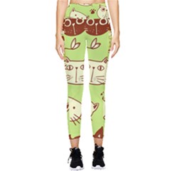 Cute-hand-drawn-cat-seamless-pattern Pocket Leggings  by Jancukart