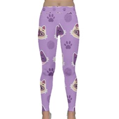 Cute-colorful-cat-kitten-with-paw-yarn-ball-seamless-pattern Classic Yoga Leggings