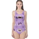 Cute-colorful-cat-kitten-with-paw-yarn-ball-seamless-pattern One Piece Swimsuit View1