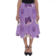 Cute-colorful-cat-kitten-with-paw-yarn-ball-seamless-pattern Perfect Length Midi Skirt