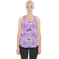 Cute-colorful-cat-kitten-with-paw-yarn-ball-seamless-pattern Piece Up Tank Top by Jancukart