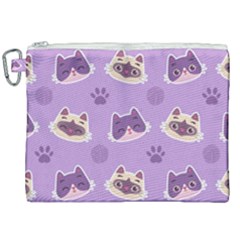 Cute-colorful-cat-kitten-with-paw-yarn-ball-seamless-pattern Canvas Cosmetic Bag (xxl)