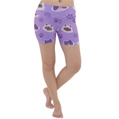 Cute-colorful-cat-kitten-with-paw-yarn-ball-seamless-pattern Lightweight Velour Yoga Shorts