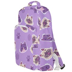 Cute-colorful-cat-kitten-with-paw-yarn-ball-seamless-pattern Double Compartment Backpack