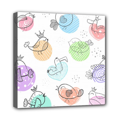 Cartoon-bird-cute-doodle-bird Mini Canvas 8  X 8  (stretched)