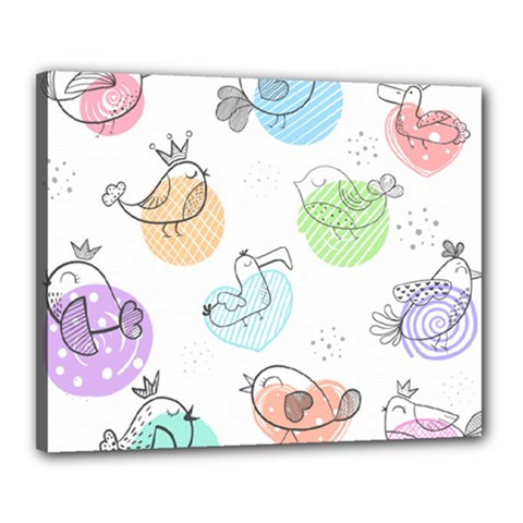 Cartoon-bird-cute-doodle-bird Canvas 20  X 16  (stretched) by Jancukart