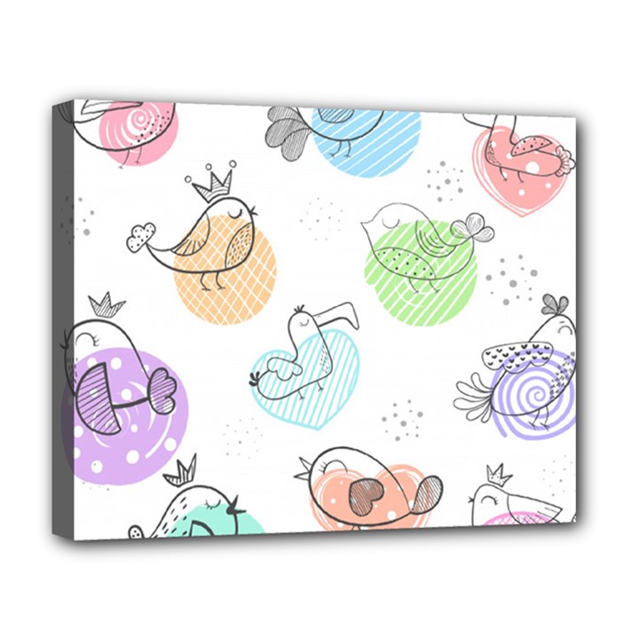 Cartoon-bird-cute-doodle-bird Deluxe Canvas 20  x 16  (Stretched)