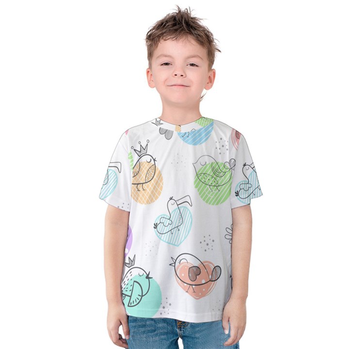 Cartoon-bird-cute-doodle-bird Kids  Cotton Tee