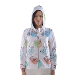 Cartoon-bird-cute-doodle-bird Women s Hooded Windbreaker