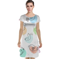 Cartoon-bird-cute-doodle-bird Cap Sleeve Nightdress