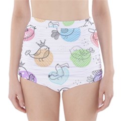 Cartoon-bird-cute-doodle-bird High-waisted Bikini Bottoms