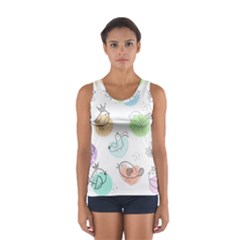 Cartoon-bird-cute-doodle-bird Sport Tank Top 