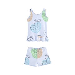 Cartoon-bird-cute-doodle-bird Kids  Boyleg Swimsuit