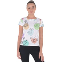 Cartoon-bird-cute-doodle-bird Short Sleeve Sports Top 