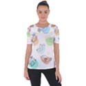 Cartoon-bird-cute-doodle-bird Shoulder Cut Out Short Sleeve Top View1