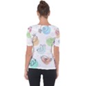 Cartoon-bird-cute-doodle-bird Shoulder Cut Out Short Sleeve Top View2