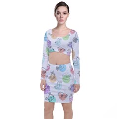 Cartoon-bird-cute-doodle-bird Top And Skirt Sets