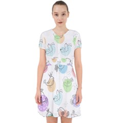 Cartoon-bird-cute-doodle-bird Adorable In Chiffon Dress