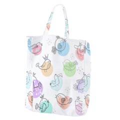 Cartoon-bird-cute-doodle-bird Giant Grocery Tote by Jancukart