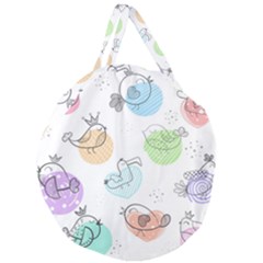 Cartoon-bird-cute-doodle-bird Giant Round Zipper Tote by Jancukart