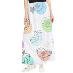 Cartoon-bird-cute-doodle-bird Maxi Chiffon Skirt