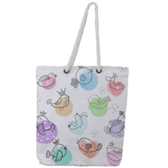 Cartoon-bird-cute-doodle-bird Full Print Rope Handle Tote (large)