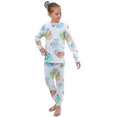 Cartoon-bird-cute-doodle-bird Kids  Long Sleeve Set 